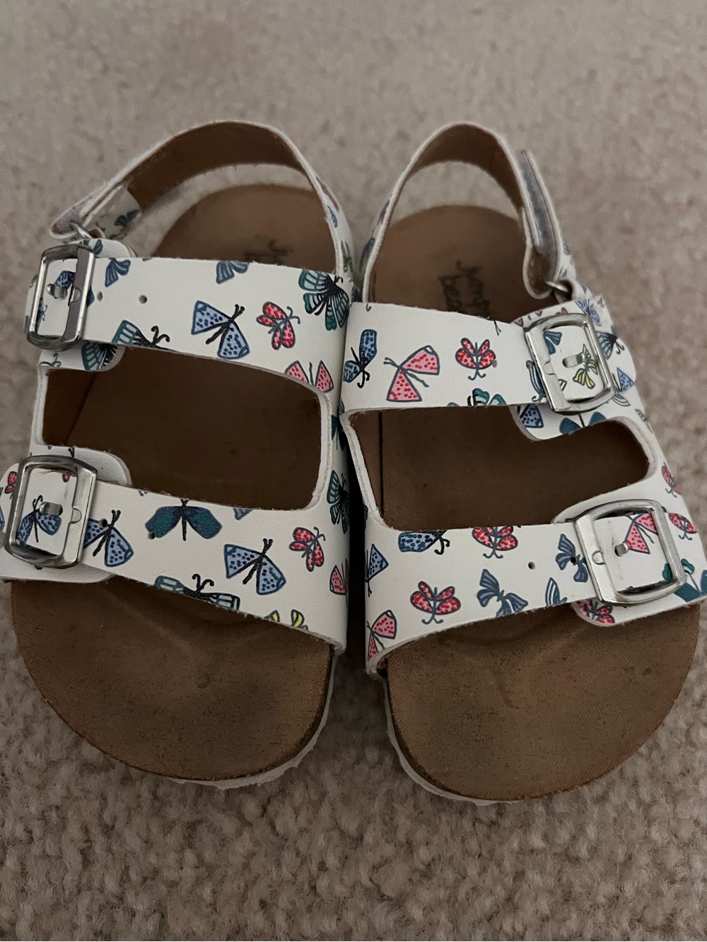 Toddler size 7 White Butterfly Print Buckle Sandals